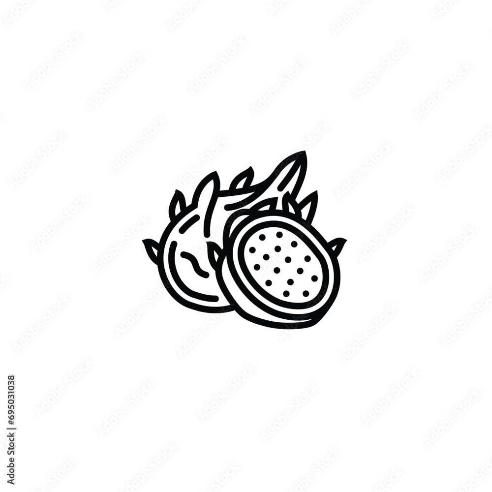 Original vector illustration. Contour icon of a ripe pitahaya. Original vector illustration. Contour icon of a ripe pitahaya.