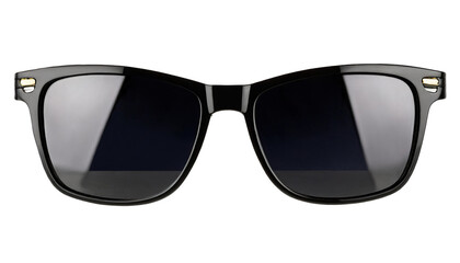 Classic black sunglasses front view, isolated