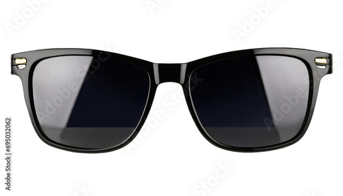 Classic black sunglasses front view, isolated photo