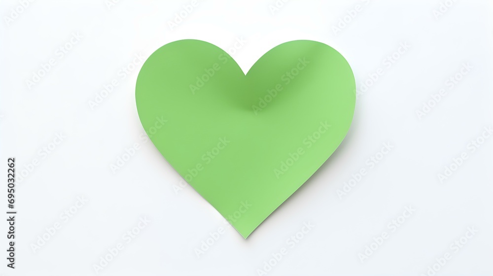 Green Paper Heart on a white Background. Romantic Template with Copy Space Green Paper Heart on a white Background. Romantic Template with Copy Space