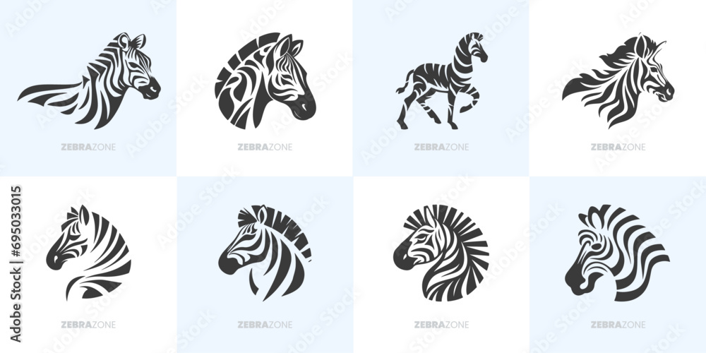 Stilisierte Zebra Logos für starke, harmonische und teamfähige Unternehmen Stilisierte Zebra Logos für starke, harmonische und teamfähige Unternehmen