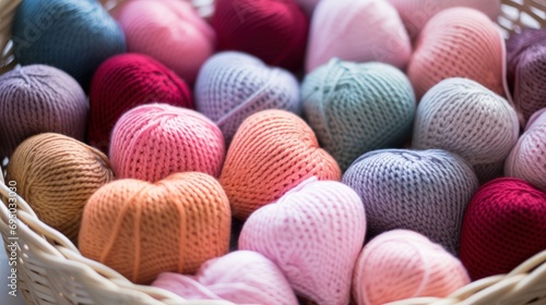 Multicolor balls of knitting threads in pastel colors style
