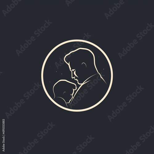 Minimalist Elegance: Father Figure Vector Logo with Harmonious Curved Lines in Flat Design © HustlePlayground