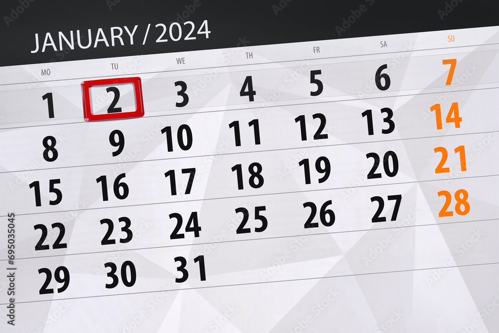 Calendar 2024, deadline, day, month, page, organizer, date, January, tuesday, number 2 Calendar 2024, deadline, day, month, page, organizer, date, January, tuesday, number 2