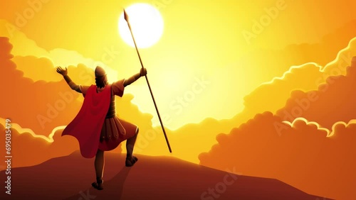 Biblical motion graphic series, depicting the moment when Joshua commanded the sun to stand still photo