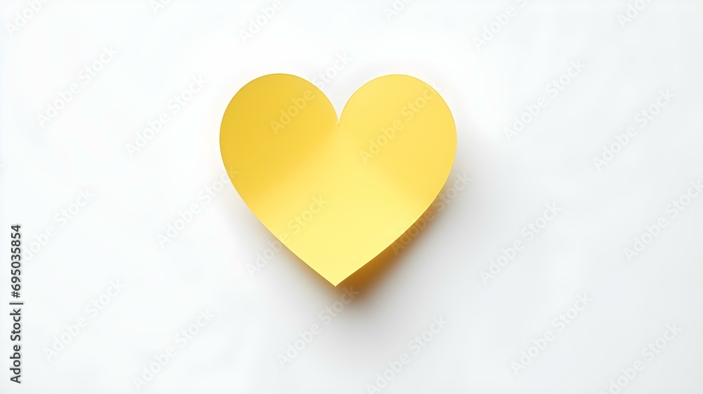 Light Yellow Paper Heart on a white Background. Romantic Template with Copy Space Light Yellow Paper Heart on a white Background. Romantic Template with Copy Space