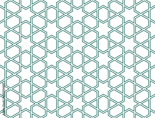 Seamless islamic pattern. Geometric outline texture on transparent background. Beautiful arabic element design.  