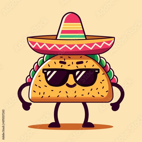 ilustracion de un taco con lentes oscuros