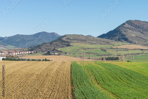 Crop fields in winter. Egüés Valley. Navarre
