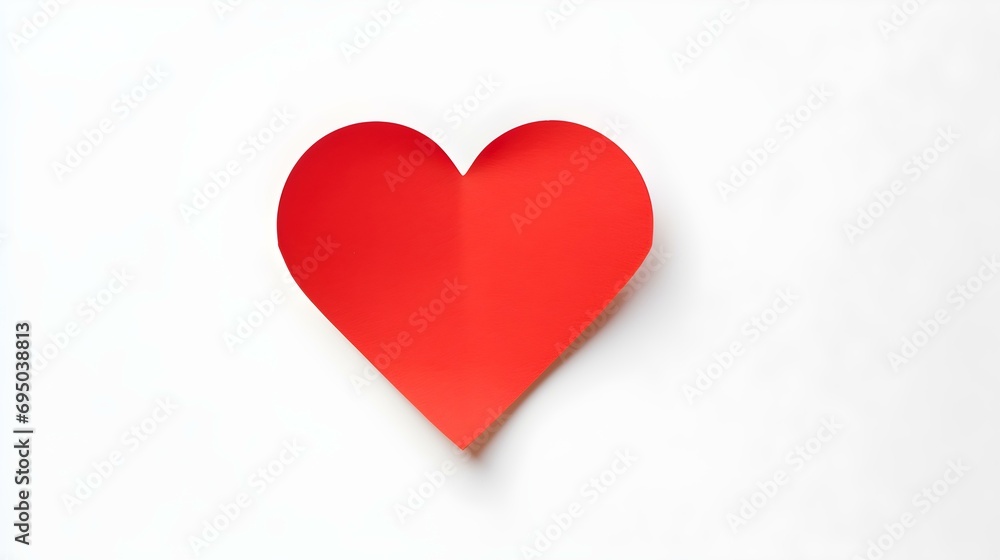Red Paper Heart on a white Background. Romantic Template with Copy Space Red Paper Heart on a white Background. Romantic Template with Copy Space