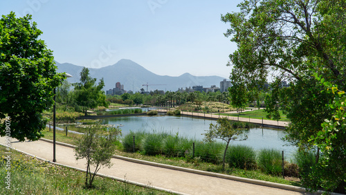 Scenic view of Bicentennial Park in Santiago city. photo