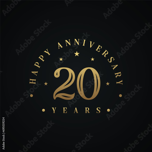 Golden 20th Anniversary celebration label designs
20th anniversary elegance logotype design template