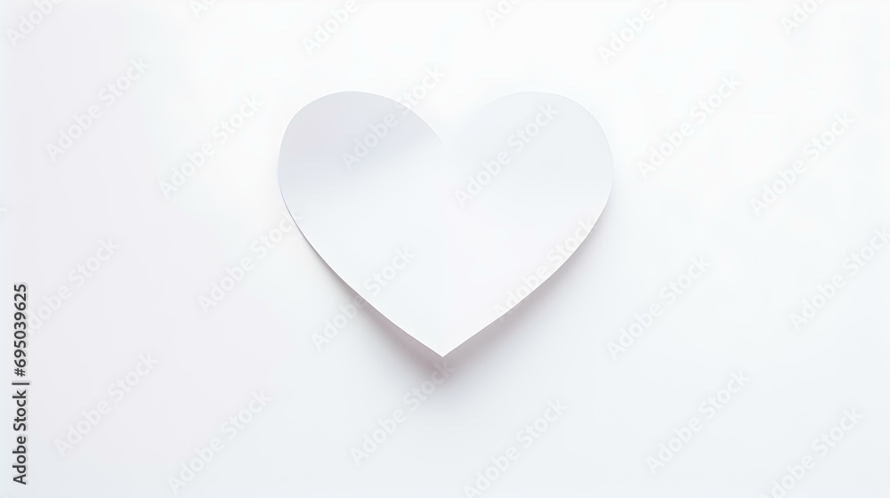 White Paper Heart on a white Background. Romantic Template with Copy Space White Paper Heart on a white Background. Romantic Template with Copy Space