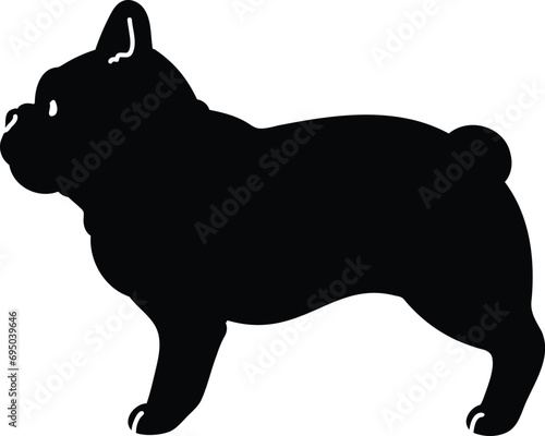 Simple and cute silhouette of French Bulldog in side view with details