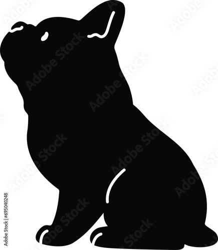 Silhouette of French Bulldog sitting with details