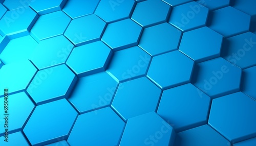 3D Illustration Geometric Hexagonal Abstract lite blue Background, Futuristic and technology concept.  photo