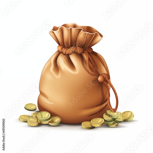 Money bag with dollar coin Cash, interest rate, business and finance, return on investment, financial solution, prepayment and down payment concept, 3D vector illustration. photo