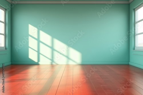 Empty room with window, daylight and parquet floor. © Tida