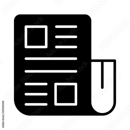 newspaper solid glyph icon illustration