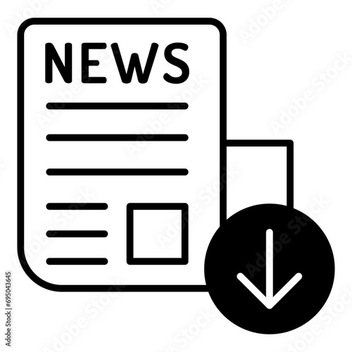 download newspaper solid glyph icon illustration
