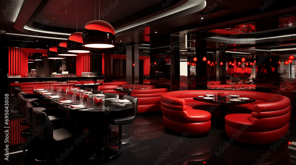 Restaurant Interior Luxury Modern  royal Design red  theme for valentine 