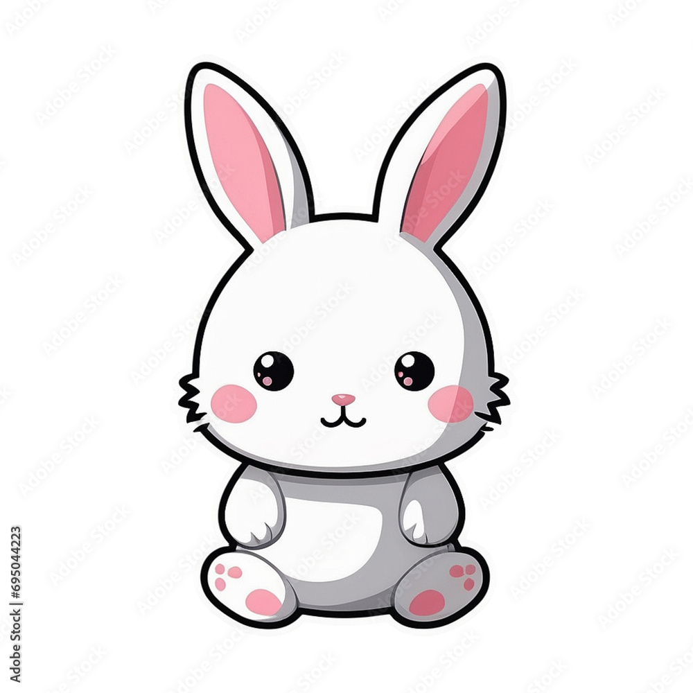 Adorable Kawaii Bunny Sticker: Fluffy White Rabbit with Rosy Cheeks and Sparkling Eyes, Perfect for Adding Cuteness to Your Notebooks, Journals, and Accessories, geneative ai Adorable Kawaii Bunny Sticker: Fluffy White Rabbit with Rosy Cheeks and Sparkling Eyes, Perfect for Adding Cuteness to Your Notebooks, Journals, and Accessories, geneative ai