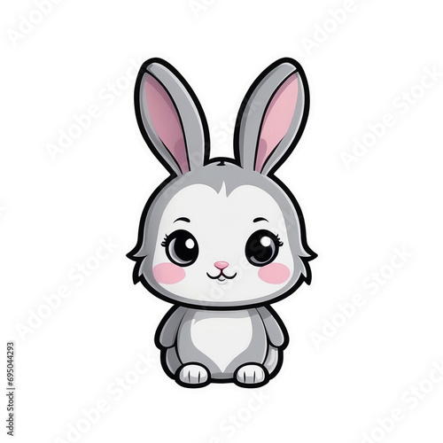 Adorable Kawaii Bunny Sticker  Fluffy White Rabbit with Rosy Cheeks and Sparkling Eyes  Perfect for Adding Cuteness to Your Notebooks  Journals  and Accessories  geneative ai