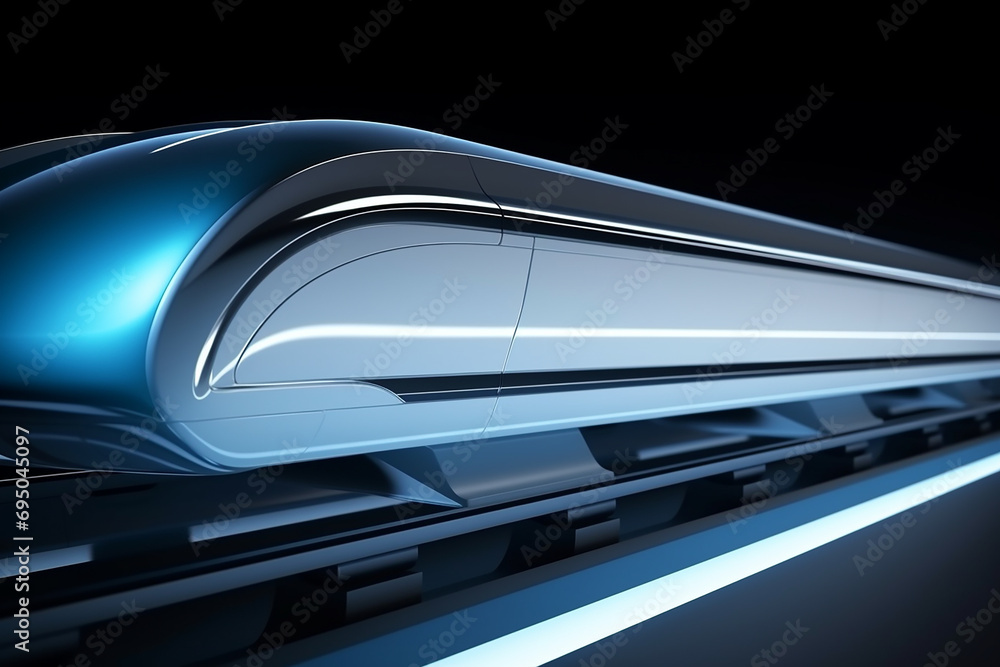 Hyperloop train, background of a magnetic levitation train, Hyperloop mass transit with in a vacuum, The fastest train transportation in the future, High speed rail travel Hyperloop train, background of a magnetic levitation train, Hyperloop mass transit with in a vacuum, The fastest train transportation in the future, High speed rail travel
