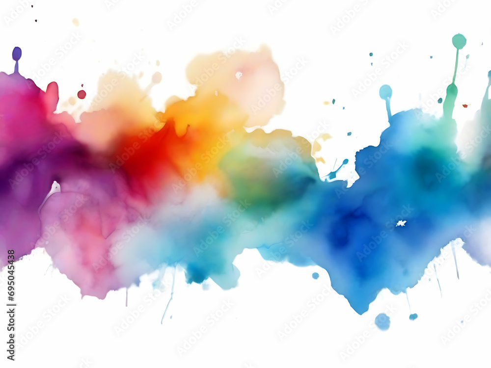 Abstract colorful rainbow color painting illustration watercolor splashes, Generative Ai