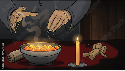 Black magic, talismans, papyri, skulls, candles, five-pointed stars ,  black magic spells and hunted by a devil spirit 2