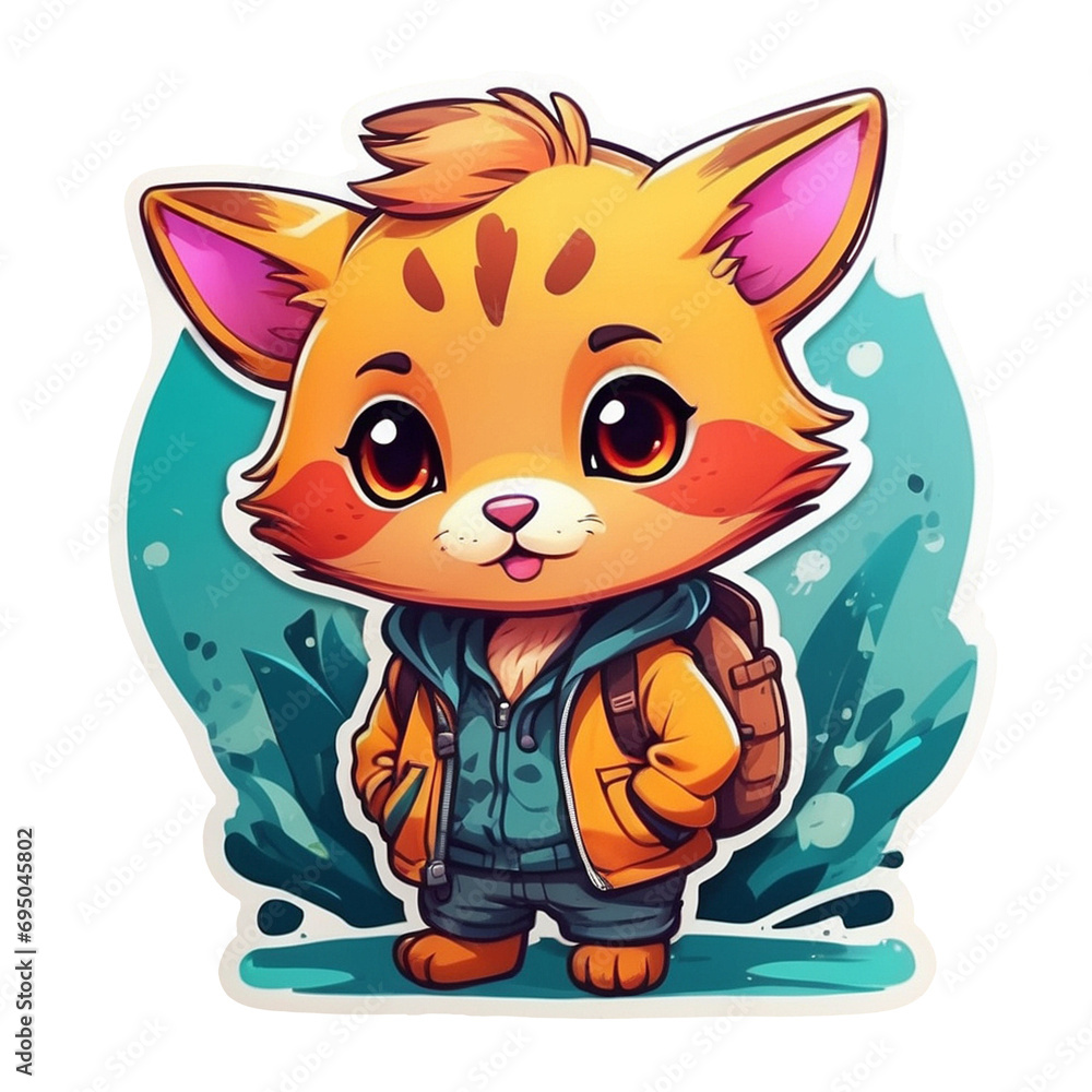 Sweet Kitty Bliss Sticker: Irresistibly Cute Kitten with Big, Bright Eyes and Fluffy Fur – Perfect for Sprinkling Feline Charm on Your Laptop, Phone, and Favorite Items, generative ai