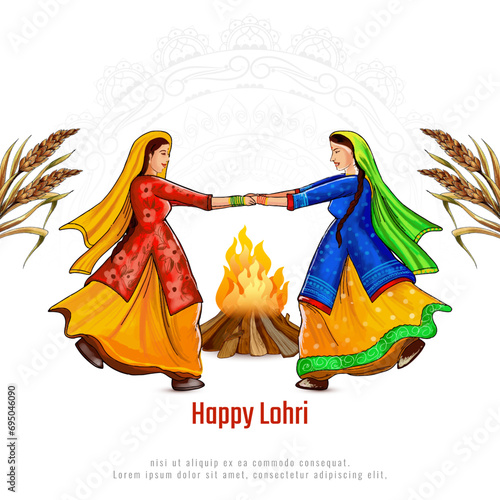 Beautiful Happy Lohri indian punjabi sikh festival background design