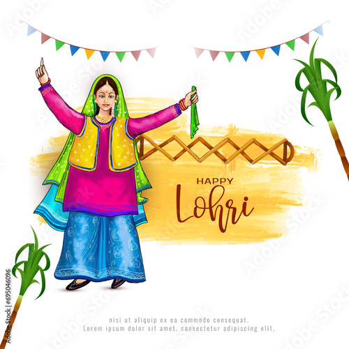 Happy Lohri indian punjabi sikh festival celebration background design