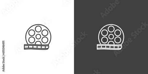 Vector icon of movies . Movie elements. Simple Cinema movie signs. Isolated Cinema movie on black and white background.