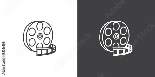 Icon line of Cinema vector. Movie elements. Simple Cinema movie signs. Isolated Cinema movie on black and white background.