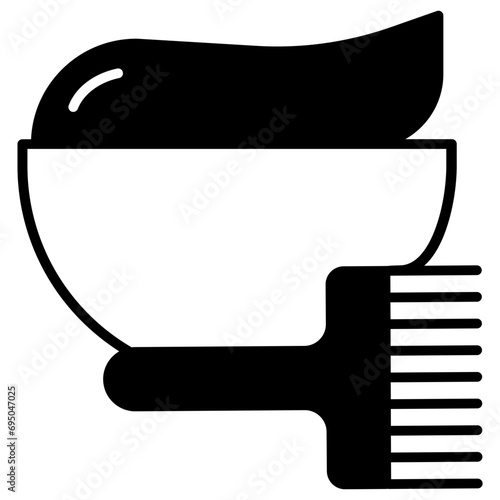 Hair Cream and Brush solid glyph icon illustration