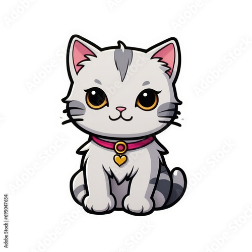 Sweet Kitty Bliss Sticker: Irresistibly Cute Kitten with Big, Bright Eyes and Fluffy Fur – Perfect for Sprinkling Feline Charm on Your Laptop, Phone, and Favorite Items, generative ai