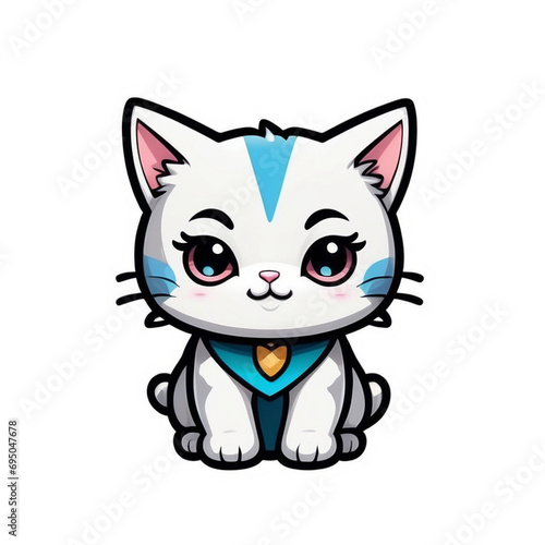 Sweet Kitty Bliss Sticker: Irresistibly Cute Kitten with Big, Bright Eyes and Fluffy Fur – Perfect for Sprinkling Feline Charm on Your Laptop, Phone, and Favorite Items, generative ai © Jitesh