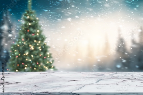 Merry Christmas desk background with Christmas tree © BillionPhotos.com