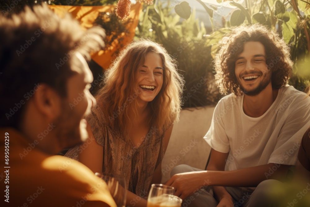 A group of friends having a drink on a summer afternoon. A group of friends having a drink on a summer afternoon.