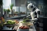 Robot in the kitchen preparing the meal