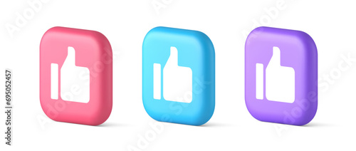 Thumb up like cool button cyberspace approve acceptance communication 3d realistic icon