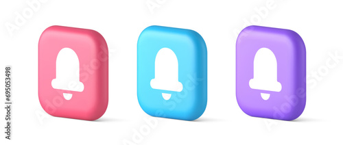 Handbell ring sound notification button incoming message call notification 3d realistic icon