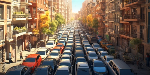 Urban Parking Puzzle: A city center street, tightly packed with cars, reveals the challenges of limited space and congestion © Ben