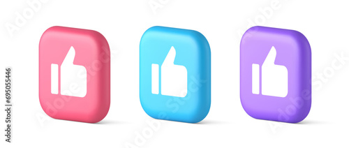 Like thumb up approve rating button confirmation cool website networking 3d realistic icon