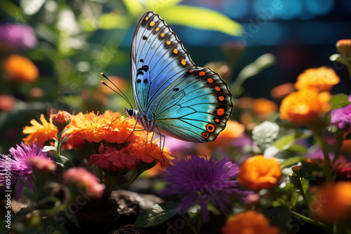 A butterfly garden, where vibrant colors and delicate creatures coexist in a peaceful and harmonious ecosystem. Generative Ai.