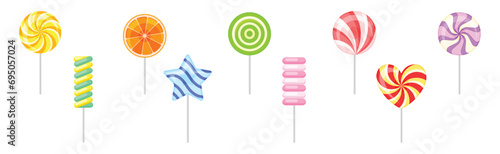 Different Lollipop and Candy of Various Taste and Flavor Vector Set