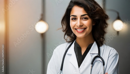Doctor Woman With Stethoscope In Hospital 