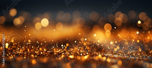 Luminous yellow glowing particles abstract bokeh background with vibrant light and glowing effect