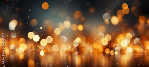 Vibrant and luminous yellow bokeh background with glowing particles and abstract aesthetics photo